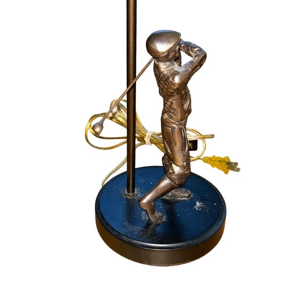 Swinging Golfer Vintage Bronze Statue Figure Table Lamp double light - Picture 3 of 7
